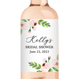 Light Pink Floral Wine Labels