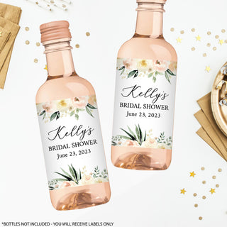 Blush Ivory Floral Wine Labels