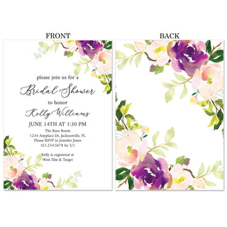 Purple Floral Bridal Shower Invitations