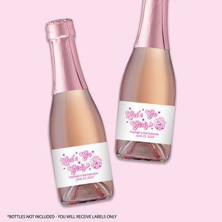 Let's Go Girls Mini Champagne Bottle Labels on mini champagne bottles