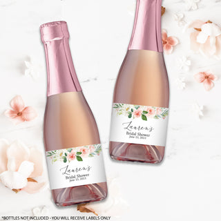 Blush Floral Bridal Shower Mini Champagne Bottle Labels