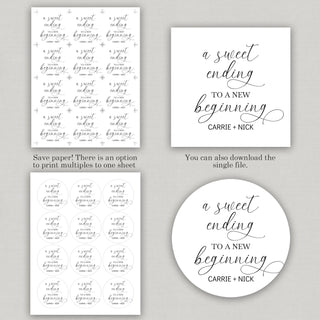 A Sweet Ending to a New Beginning Printable Tag