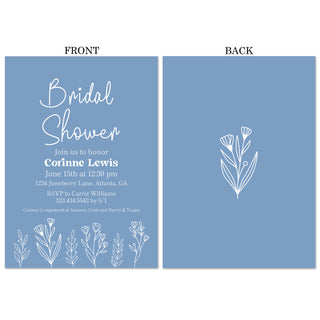 Periwinkle Floral Bridal Shower Invitations