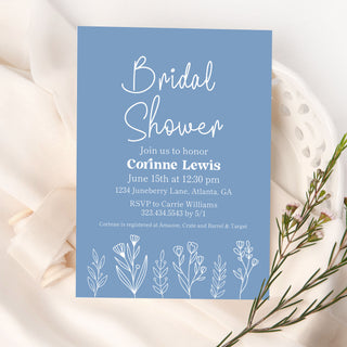 Periwinkle Floral Bridal Shower Invitations