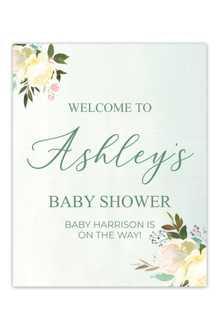 Blooming Floral Baby Shower Welcome Sign