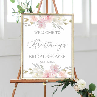 Blush Floral Bridal Shower Welcome Sign