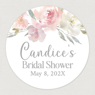 Blush Floral Favor Stickers