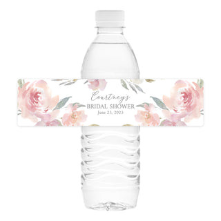 Blush Floral Water Bottle Labels