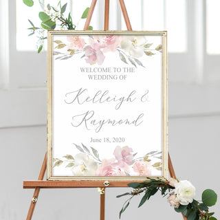 Blush Floral Wedding Welcome Sign