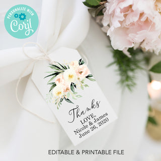 Blush Ivory Floral Printable Favor Tags