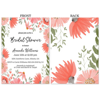 Peach Floral Bridal Shower Invitations