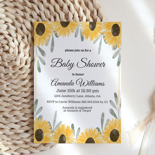 Sunflower Baby Shower Invitations