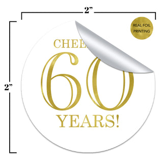 Cheers to 60 Years Favor Stickers
