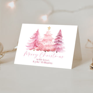 Pink Christmas Tree Holiday Cards