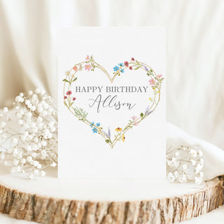 Floral Heart Birthday Card for Her