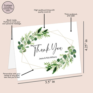 Greenery Personalized Thank You Cards
