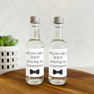 Take a Shot at Being My Groomsman Mini Shot Labels