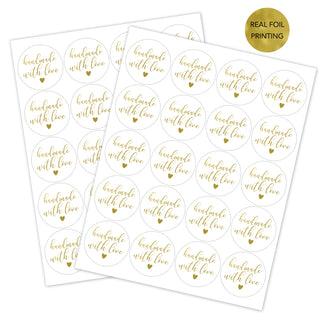 Handmade With Love Gold Foil Stickers