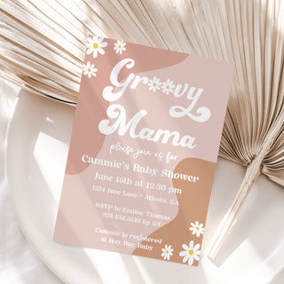 Groovy Mama Pink Baby Shower Invitations