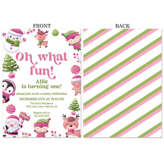 Oh What Fun Santa Invitations (Pink)