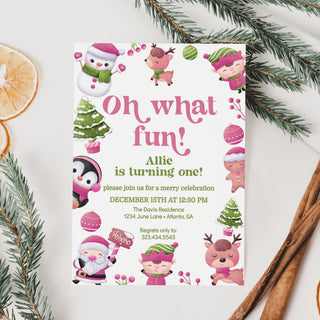 Oh What Fun Santa Invitations (Pink)