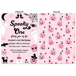 Spooky One Pink Birthday Invitations