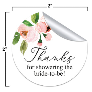 Light Pink Floral Thanks for Showering the Bride to Be Stickers