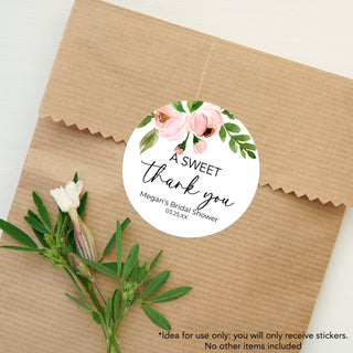 Light Pink Floral Favor Stickers
