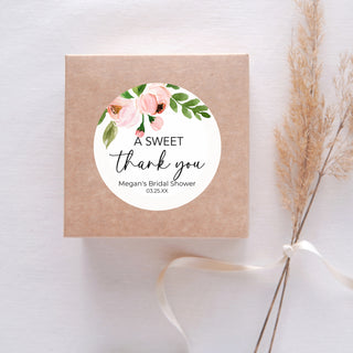 Light Pink Floral Favor Stickers