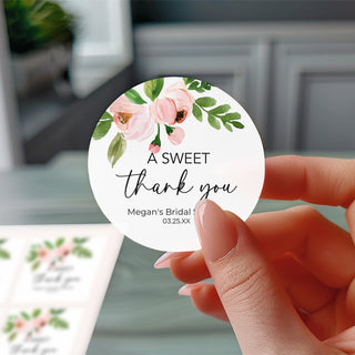 Light Pink Floral Favor Stickers