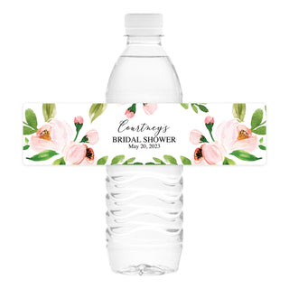 Light Pink Floral Water Bottle Labels