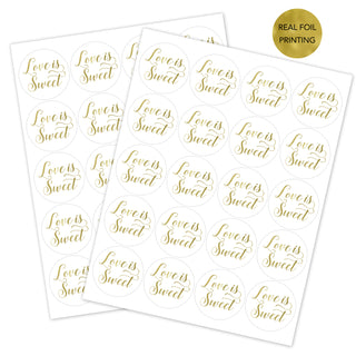 Love is Sweet Gold Foil Favor Stickers
