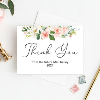 Lovely Blush Floral Personalized Thank You Cards