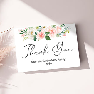 Lovely Blush Floral Personalized Thank You Cards