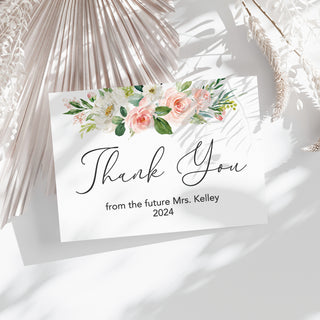 Lovely Blush Floral Personalized Thank You Cards