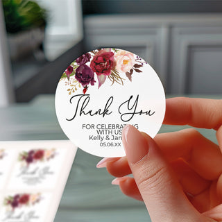 Marsala Floral Favor Stickers