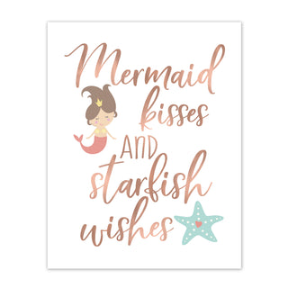 Mermaid Kisses and Starfish Wishes Foil Art Print