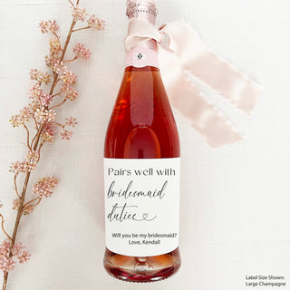 Pairs Well With Bridesmaid Duties Wine Bottle Label