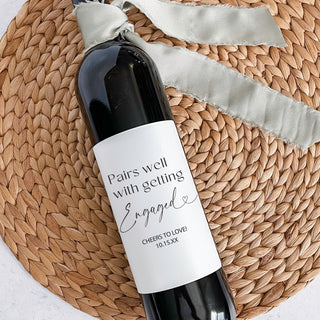 Pairs Well With Getting Engaged Wine Bottle Label