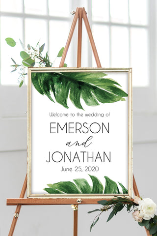 Palm Leaf Wedding Welcome Sign