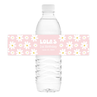 Pink Daisy Water Bottle Labels