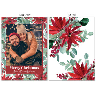 Floral Poinsettia Photo Holiday Cards