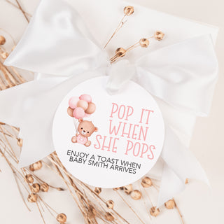Pop it When She Pops Bear Favor Tags