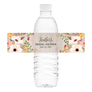 Rustic Floral Water Bottle Labels