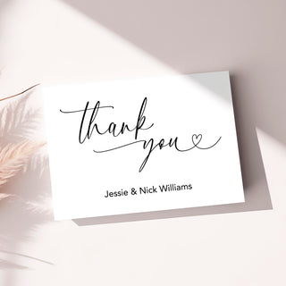 Script Heart Personalized Thank You Cards