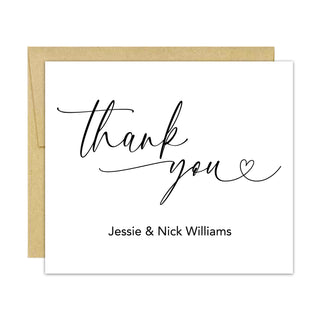Script Heart Personalized Thank You Cards