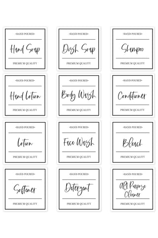 Hand Lettered Cleaner Labels - Set of 12