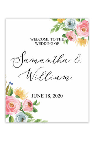 Southern Floral Wedding Welcome Sign