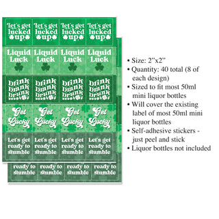 St. Patrick's Day Mini Liquor Bottle Labels