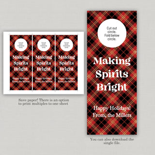 Tartan Holiday Printable Wine Tag